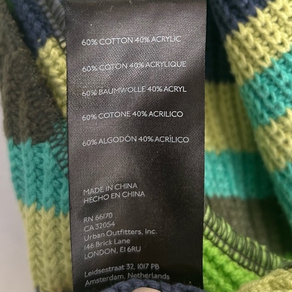 BDG Striped Knit Sleeveless Hoodie NWT Sz Medium Green - Picture 6 of 6